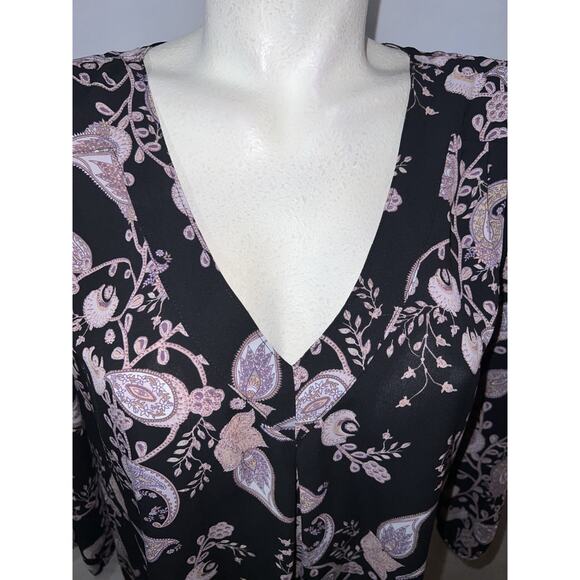 Soho New York & Company Jeans Top Women's Sz XL Floral Print Long Sleeve Blouse - Picture 2 of 6